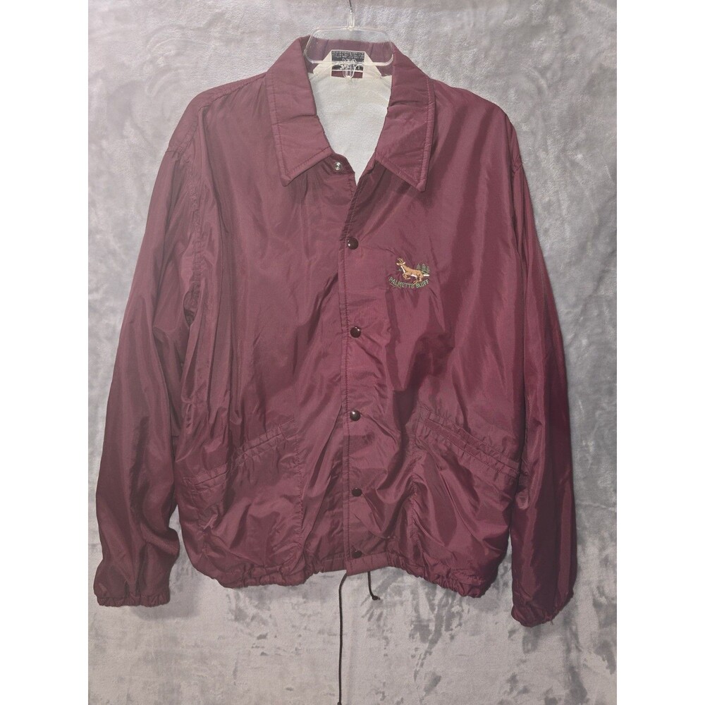 Vintage Westwind Rain Wind Jacket Burgundy L Palmetto Bluff Deer Embroidery Snap